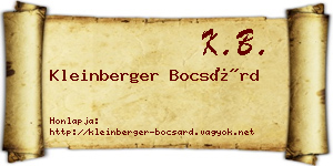 Kleinberger Bocsárd névjegykártya